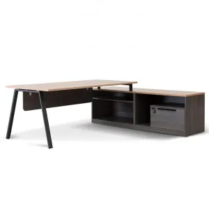 Cuevas 1.8m Right Return Office Desk - Black with Natural Top by Interior Secrets - AfterPay Available by Interior Secrets, a Desks for sale on Style Sourcebook