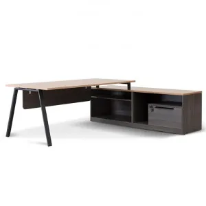 Cuevas 2.2m Right Return Office Desk - Black with Natural Top by Interior Secrets - AfterPay Available by Interior Secrets, a Desks for sale on Style Sourcebook