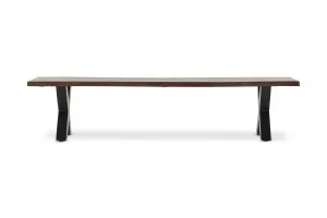 Dakota Cross 200cm Bench, Solid Acacia Wood, Walnut, by Lounge Lovers by Lounge Lovers, a Chairs for sale on Style Sourcebook