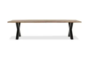 Dakota Cross 300cm Dining Table, Solid Acacia Wood, Natural, by Lounge Lovers by Lounge Lovers, a Dining Tables for sale on Style Sourcebook