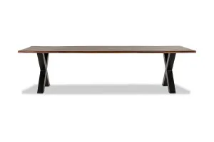 Dakota Cross 300cm Dining Table, Solid Acacia Wood, Walnut, by Lounge Lovers by Lounge Lovers, a Dining Tables for sale on Style Sourcebook