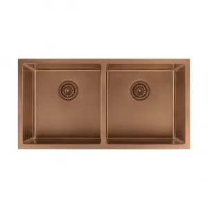 Zalo Double Kitchen Sink 855mm - Brushed Copper by ABI Interiors Pty Ltd, a Kitchen Sinks for sale on Style Sourcebook