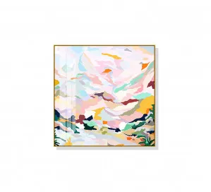 Hand Painted Style Abstract Pink Mountain Wall Art Canvas 4 sizes available 50cm x 50cm by Luxe Mirrors, a Artwork & Wall Decor for sale on Style Sourcebook