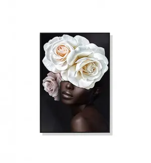 African Woman Flower Wall Art Canvas 4 sizes available 70cm x 50cm by Luxe Mirrors, a Artwork & Wall Decor for sale on Style Sourcebook