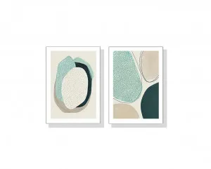 Set of 2 Green Abstract Circle Wall Art Canvas 3 sizes available 70cm x 50cm by Luxe Mirrors, a Artwork & Wall Decor for sale on Style Sourcebook