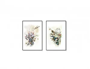 Set of 2 Protea and Berries Wall Art Canvas 3 sizes available 70cm x 50cm by Luxe Mirrors, a Artwork & Wall Decor for sale on Style Sourcebook