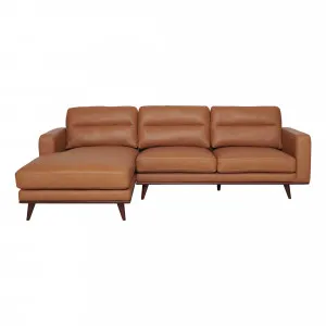 Astrid 2.5 Seater Sofa + Chaise LHF in Leather Russet / Brown Leg by OzDesignFurniture, a Sofas for sale on Style Sourcebook