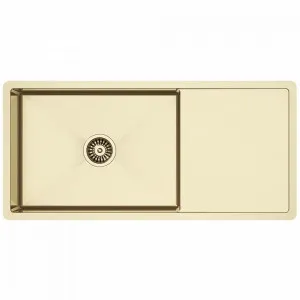 Buildmat Brushed Brass Gold Cody 950x450 Single Bowl w Drain Board Sink by Buildmat, a Kitchen Sinks for sale on Style Sourcebook