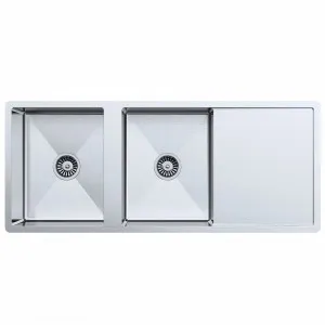 Buildmat Theo 1200x500 Double Bowl with Drain Board Sink by Buildmat, a Kitchen Sinks for sale on Style Sourcebook