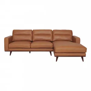 Astrid 2.5 Seater Sofa + Chaise RHF in Butler Leather Russet / Brown Leg by OzDesignFurniture, a Sofas for sale on Style Sourcebook