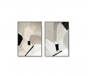 Set of 2 Modern Minimalist Abstract Wall Art Canvas 3 sizes available 60cm x 40cm by Luxe Mirrors, a Artwork & Wall Decor for sale on Style Sourcebook