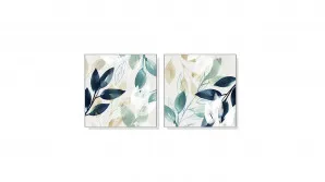 Set of 2 Leaves Watercolour Style Wall Art Canvas 3 sizes available 50cm x 50cm by Luxe Mirrors, a Artwork & Wall Decor for sale on Style Sourcebook