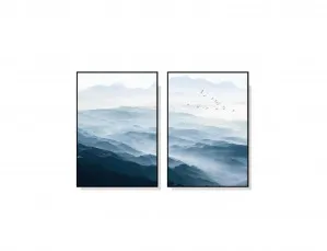 Set of 2 Blue Sky and Mountain Wall Art Canvas 3 sizes available 60cm x 40cm by Luxe Mirrors, a Artwork & Wall Decor for sale on Style Sourcebook