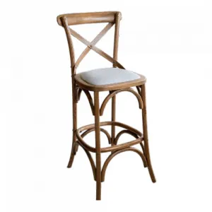 CARTER' Cross-Back Kitchen Stool with Linen Seat by Style My Home, a Bar Stools for sale on Style Sourcebook