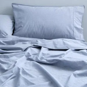Canningvale Vintage Sheet Set - Smokey Grey Melange, Super King, Softwash Cotton by Canningvale, a Sheets for sale on Style Sourcebook