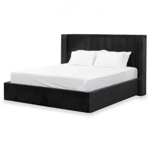 Hillsdale Queen Wide Base Bed Frame - Black Velvet - Last One by Interior Secrets - AfterPay Available by Interior Secrets, a Beds & Bed Frames for sale on Style Sourcebook