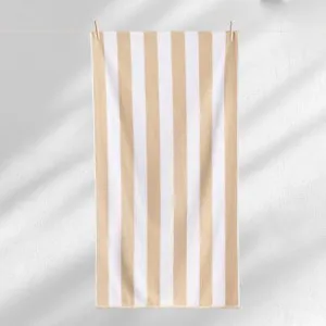 Canningvale Striped Cabana Beach Towel - Cream, Cotton Terry by Canningvale, a Outdoor Accessories for sale on Style Sourcebook