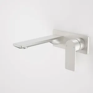 Caroma Urbane II 180mm Lead Free Wall Basin/Bath Mixer Rectangle Brushed Nickel by Caroma, a Bathroom Taps & Mixers for sale on Style Sourcebook