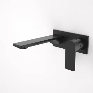 Caroma Urbane II 180mm Lead Free Wall Basin/Bath Mixer Rectangle Matte Black by Caroma, a Bathroom Taps & Mixers for sale on Style Sourcebook