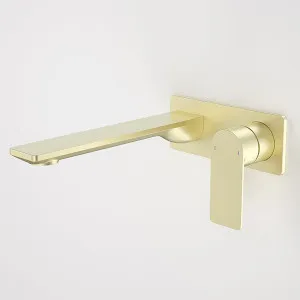 Caroma Urbane II 220mm Lead Free Wall Basin/Bath Mixer Rectangle Brushed Brass by Caroma, a Bathroom Taps & Mixers for sale on Style Sourcebook