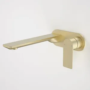 Caroma Urbane II 220mm Lead Free Wall Basin/Bath Mixer Round Brushed Brass by Caroma, a Bathroom Taps & Mixers for sale on Style Sourcebook