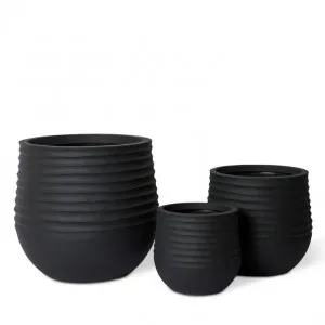 Knox Stonelite Planter Set 3 (Outdoor) 27 x 27 x 28cm / 36 x 36 x 37cm / 48 x 48 x 49cm by Elme Living, a Baskets, Pots & Window Boxes for sale on Style Sourcebook