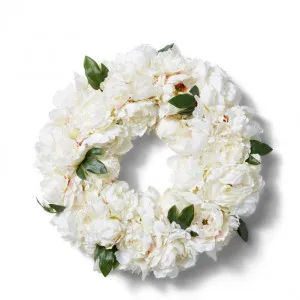 Peony Angelica Wreath - 51 x 13 x 51cm by Elme Living, a Plants for sale on Style Sourcebook