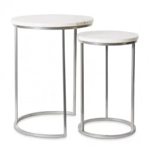 Zander Marble Side Table Set 2 - 30 x 30 x 48cm / 41 x 41 x 55cm by Elme Living, a Side Table for sale on Style Sourcebook