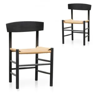 Set of 2 - Erika Rattan Black Dining Chair - Natural Seat by Interior Secrets - AfterPay Available by Interior Secrets, a Dining Chairs for sale on Style Sourcebook