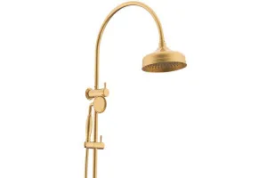 Eternal Gooseneck Twin Shower Set Brushed Brass by ADP, a Shower Heads & Mixers for sale on Style Sourcebook