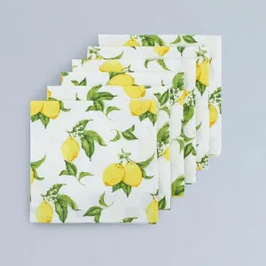 Canningvale Cucina Napkin 6 Pack - White, 100% Cotton, Lemons by Canningvale, a Napkins for sale on Style Sourcebook