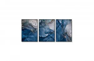 Set of 3 Gold and Blue Marble Wall Art Canvas 3 sizes available 60cm x 40cm by Luxe Mirrors, a Artwork & Wall Decor for sale on Style Sourcebook