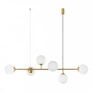 Nora Living Tondo Brass Linear Pendant 6 Light Opal by Nora Living, a Pendant Lighting for sale on Style Sourcebook