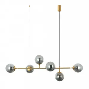 Nora Living Tondo Brass Linear Pendant 6 Light Smoke by Nora Living, a Pendant Lighting for sale on Style Sourcebook