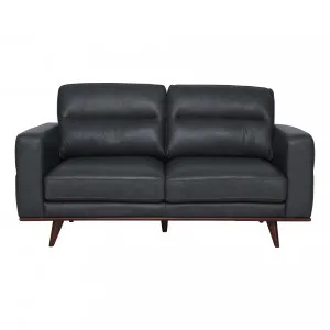 Astrid 2 Seater Sofa in Leather Slate / Brown Leg by OzDesignFurniture, a Sofas for sale on Style Sourcebook