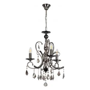 Persephone Asfour Crystal Chandelier, 3 Arm, Black Chrome by Vencha Lighting, a Chandeliers for sale on Style Sourcebook