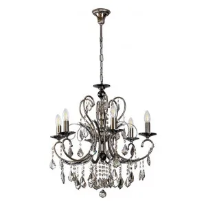 Persephone Asfour Crystal Chandelier, 6 Arm, Black Chrome by Vencha Lighting, a Chandeliers for sale on Style Sourcebook