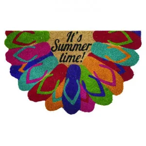 Summer Thongs Semi Round Coir Doormat, 75x45cm by Solemate, a Doormats for sale on Style Sourcebook