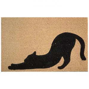 Stretching Cat Coir Doormat, 80x50cm, Natural by Solemate, a Doormats for sale on Style Sourcebook