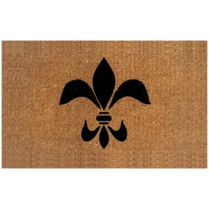 Fleur De Lis Hand Loomed Premium Coir Doormat, 80x50cm, Natural / Black by Solemate, a Doormats for sale on Style Sourcebook