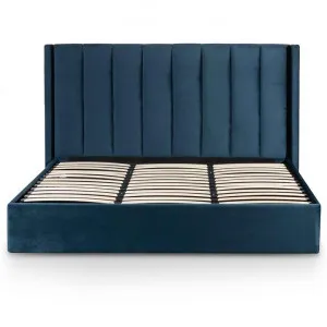 Frogmore Fabric Gas Lift Platform Bed, King, Teal Navy Velvet by Conception Living, a Beds & Bed Frames for sale on Style Sourcebook