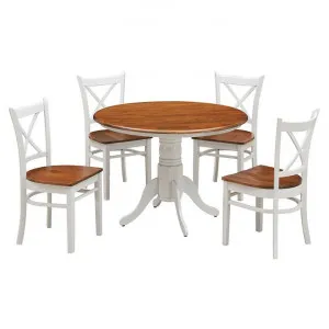Hamilton 5 Piece Wooden Round Dining Table Set, 107cm by Dodicci, a Dining Sets for sale on Style Sourcebook