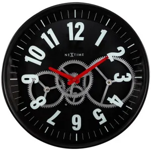 NeXtime Modern Gear Metal Round Wall Clock, 36cm, Black by NexTime, a Clocks for sale on Style Sourcebook
