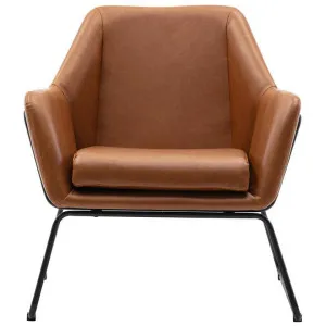 Mezzi Faux Leather Lounge Armchair, Tan by Emporium Oggetti, a Chairs for sale on Style Sourcebook