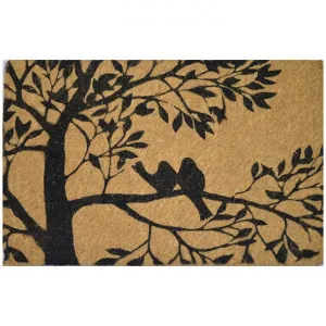 Birds on Tree Silhouette Premium Handwoven Coir Doormat, 80x50cm by Solemate, a Doormats for sale on Style Sourcebook