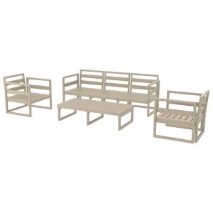 Siesta Mykonos 4 Piece Outdoor Lounge Set, 3+1+1 Seater, Taupe by Siesta, a Outdoor Sofas for sale on Style Sourcebook