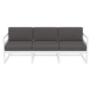 Siesta Mykonos Outdoor Sofa with Cushion, 3 Seater, White / Dark Grey by Siesta, a Outdoor Sofas for sale on Style Sourcebook