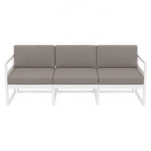 Siesta Mykonos Outdoor Sofa with Cushion, 3 Seater, White / Light Brown by Siesta, a Outdoor Sofas for sale on Style Sourcebook