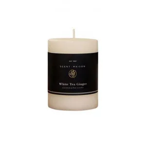 Maison Scented Pillar Candle, White Tea Ginger, Small by French Country Collection, a Candles for sale on Style Sourcebook