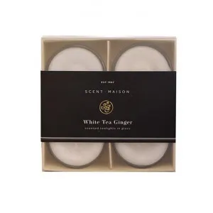 Maison 4 Piece Scented Tealight in Glass Set, White Tea Ginger by French Country Collection, a Home Fragrances for sale on Style Sourcebook